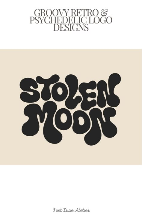 Step back in time with these groovy logo designs!  From vibrant colors to trippy patterns, these retro and psychedelic logos are perfect for capturing the spirit of the 60s and 70s.  Get inspired by the iconic styles of the past and discover unique logo ideas for your business or project. #luxuryfonts #branding #elegantdesign #fontinspiration #logodesign Retro Logos 70s, 70s Logos, Brand Logo Aesthetic, Groovy Branding, Groovy Logo, 60s Logo, 60s Font, Unique Logo Ideas, Sans Serif Logo