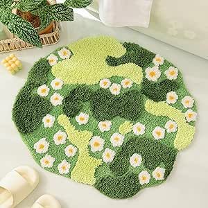 Moss Bath Mat, Green Bathroom Rugs, Mat For Bedroom, Green Bath Mat, Flower Bath Mat, Moss Rug, Cute Bath Mats, Bathtub Mat, Flower Rug