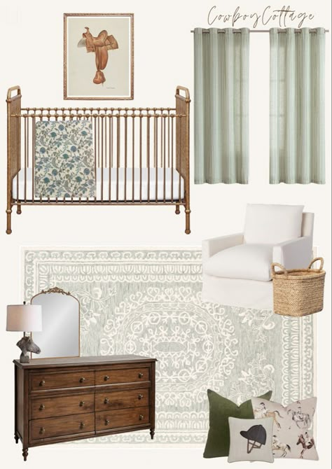 Nursery 
Neutral nursery
Gender neutral nursery 
Cozy nursery
Nursery design Cowboy Cottage, Nursery With Brown Furniture, French Country Nursery Gender Neutral, Olive Green And Blue Nursery, Gender Neutral Nursery With Color, Western Neutral Nursery, Elegant Nursery Ideas, Blue Western Nursery, Country Theme Nursery