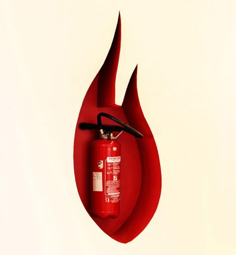 Fire Extinguisher Art, Fire Extinguisher Ideas, Law Office Design, Office Wall Design, Fire Design, Cladding Systems, Wayfinding Design, Fire Designs, Design Rules