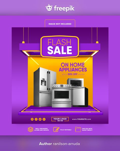 Home Appliances Advertising, Offer Ads, Home Appliances Sale, Poster Text, Voucher Design, Photography Editing Apps, Store Ads, Marketing Flyers, Cosmetic Design