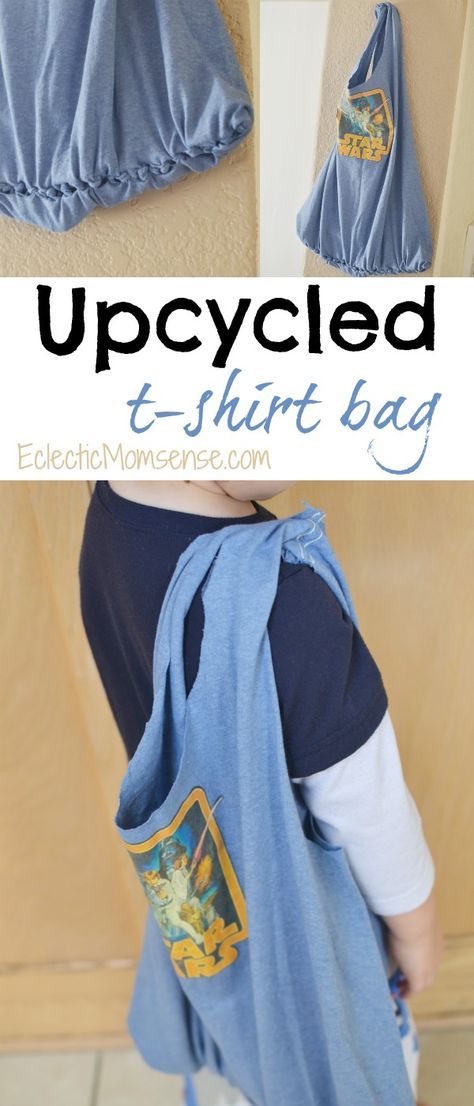 Easy DIY t-shirt bag. A simple no-sew project. Makes a great book bag or grocery sack. Braided Fleece, Sewing Tops, T Shirt Bag, Diy T Shirt, Sew Simple, Sewing Projects Clothes, Trendy Sewing, Easy Life, Diy Upcycle