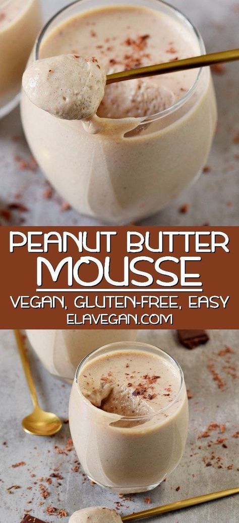 Peanut Butter Mousse, Desserts Vegan, Vegan Peanut Butter, Dairy Free Dessert, Vegan Dessert Recipes, Vegan Treats, Sugar Free Recipes, Vegan Sweets, Whole Foods