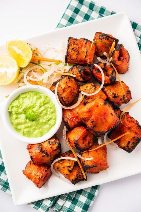 Tandoori Soya Chaap or soy chap dish prepared by marinating in tandoori spices, closeup view Soya Chaap Tikka, Soya Chaap Photography, Tandoori Soya Chaap Recipe, Chaap Tikka, Soya Chap, Soya Chaap, Tandoori Recipes, Tandoori Masala, Front Hair