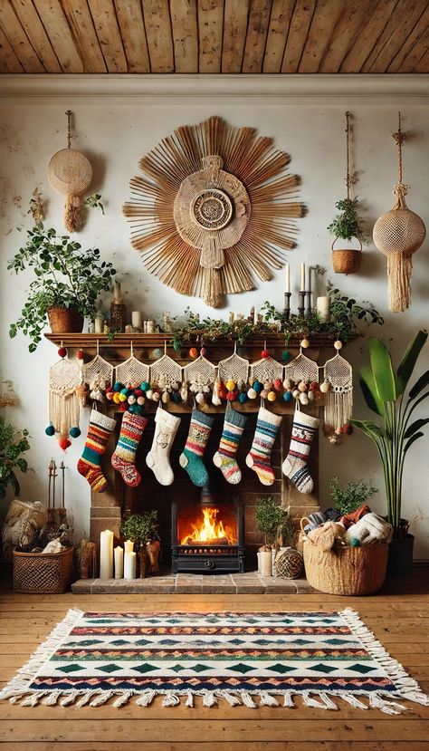 🎄 21 Christmas Fireplace Decorating Ideas That Will Make Your Home the Coziest Place This Holiday Season! 🔥 Eclectic Christmas Decor, Christmas Fireplace Decor Ideas, Fireplace Decorating Ideas, Eclectic Christmas, Fireplace Decorating, Fireplace Decor Ideas, Diy Christmas Fireplace, Christmas Tree And Fireplace, Glamorous Christmas