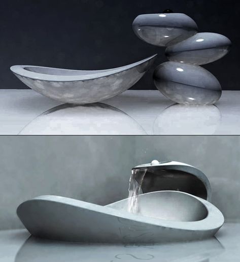 Unique Bathroom Sinks, Unique Bathroom Faucets, Bright Bathroom, Stone Bathroom, Stylish Interior Design, Sink Design, Unique Bathroom, Trendy Bathroom, Modern Shower