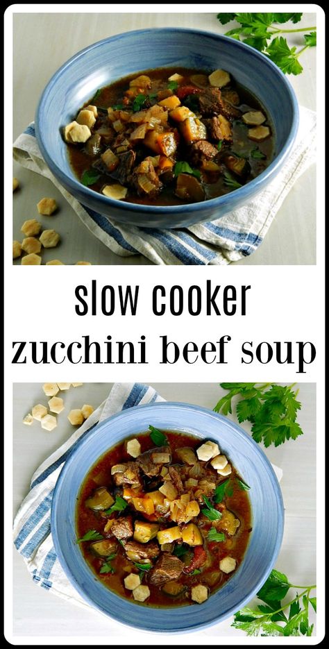 Slow Cooker Zucchini, Zucchini Beef, Small Slow Cooker, Crockpot Stew, Beef Soup Recipes, Zucchini Soup, Beef Stew Crockpot, Quick And Easy Soup, Summer Meal