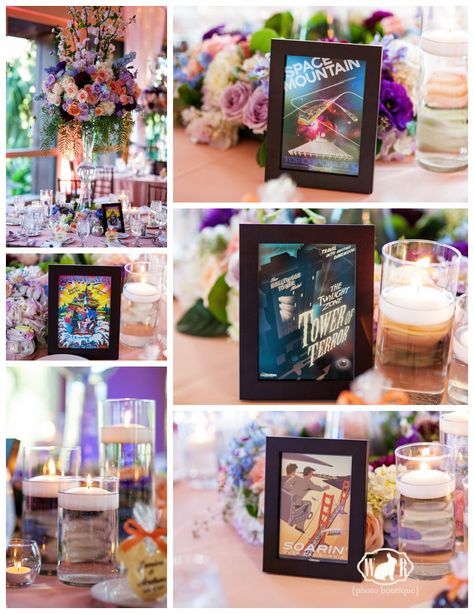 Disney Wedding Flowers, Disneyland Wedding Reception, Pavilion Reception, Ideas Casamiento, Married Photos, Disney Centerpieces, Disney Wedding Centerpieces, Fairytale Wedding Decorations, Garden Wedding Photos