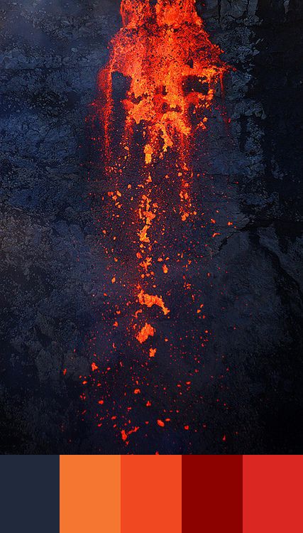 Original Image by Fredrik Holm Fiery Color Palette, Color Pallete Aesthetic Dark, Volcano Color Palette, Phoenix Color Palette, Angry Color Palette, Lava Color Palette, Fire Colour Palette, Deep Sea Color Palette, Evil Color Palette