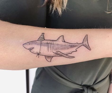 from @abracazebra  Great white party shark! Im so excited to do more of these. Thanks for grabbing one from this flash series Erin!   hand poked at @outlawcountrytattoo . . . . . #handpoke#handpoked#sticknpoke#tattoo#partyshark#shark#sharktattoo#greatwhiteshark#dotworktattoo#finelinetattoo#illustration#illustrativetattoo#cutetattoo#funnytattoos#halifax#halifaxtattoos#novascotia#novascotiatattooshops#902#outlawcountrytattoo Quote Tattoos For Men, Hilarious Tattoos, Funny Tattoo Ideas, Flash Series, Funny Tattoo, Tattoos For Men And Women, Comic Tattoo, Quote Tattoos, Shark Tattoo