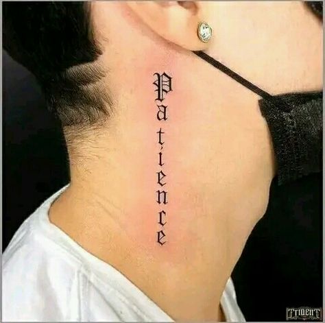 Neck side tattoo ideas for men Neck Tattoos Side, Tattoos For Guys Neck, Patience Tattoos, Tattoos For Men Neck, Side Neck Tattoos For Men, Unique Neck Tattoos, Mens Side Tattoos, Simple Neck Tattoos, Patience Tattoo