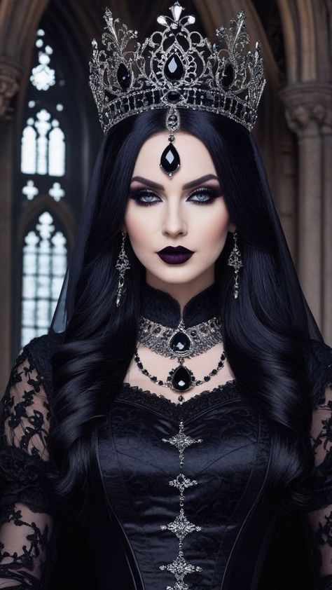 Evil Queen Makeup Halloween, Female Vampire Costume, Dark Queen Costume, Glam Goth Fashion, Evil Queen Makeup, Snow White Witch, Evil Princess, Halloween Makeup Witch, Gothic Halloween Costumes