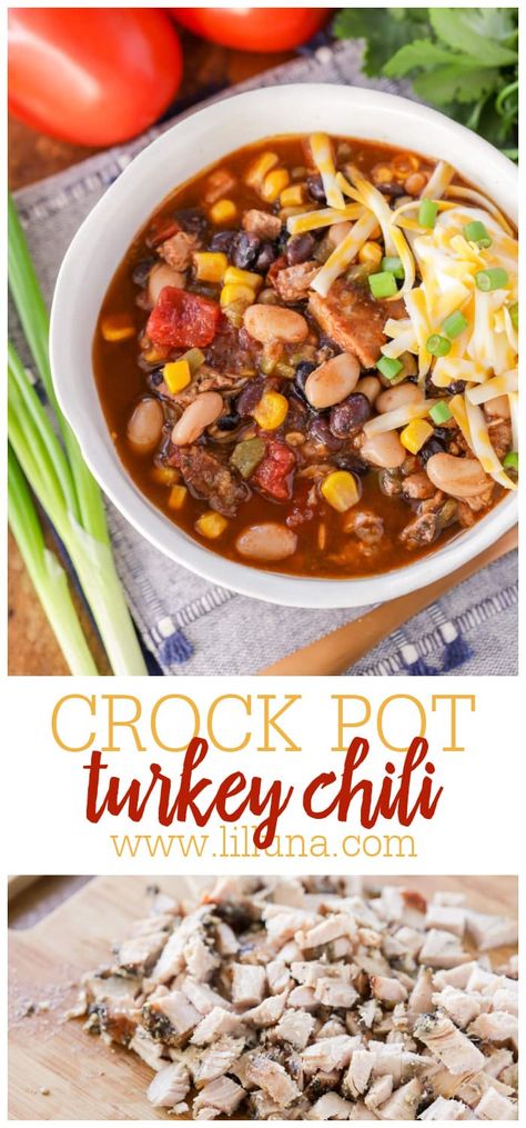 Homemade Crock Pot Turkey Chili is hearty and packed with flavor. With only 10 minutes of prep, it's perfect any day of the week!! #turkeychili #crockpot #slowcooker #chili #turkey