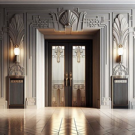 15 Stylish Art Deco Apartment Ideas for Glamour — Lord Decor Art Deco Restaurant Interior, Art Deco Houses Interior, Art Deco Apartment Decor, Art Deco Design Inspiration, Stairs Wall Design, Art Deco Hallway, Art Deco Lobby, Art Deco Panel, Art Deco Window