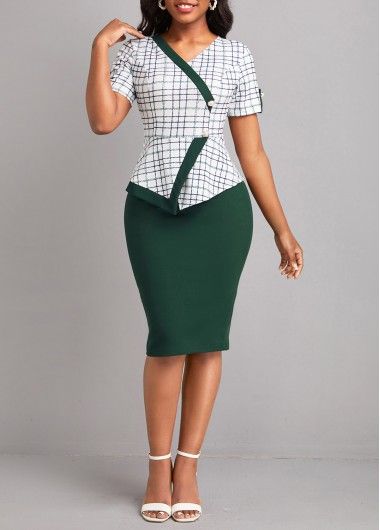 Color:Green;Size:S;Size:M;Size:L;Size:XL;Size:XXL;Package Contents:1 X Dress;Occasion:Holiday;Style:Elegant; Pencil Dress For Plus Size, Rotita Dresses For Women, Work Jackets Women, Trending Dresses For Women, Skirt Suits For Women, Professional Dresses For Work, Plus Size Office Wear, Plus Size Work Dresses, V Neck Bodycon Dress