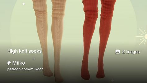 High knit socks | Miiko Sims 4 Thigh High Socks, Polka Dot Socks, Graphic Design Assets, Sock Packs, Lace Socks, Thigh High Socks, Ts4 Cc, Long Socks, Sims 4 Clothing