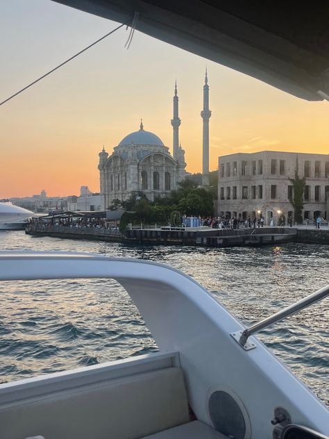 sunset | sunset over water | mosque | boat ride | bosphorus cruise Ig Story, Water