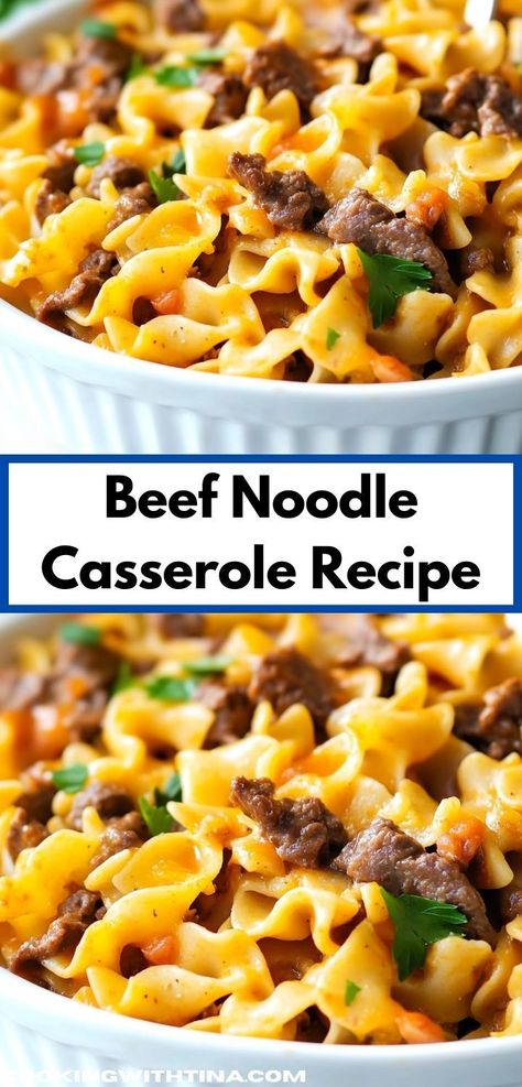 Looking for a comforting dish that the whole family will love? This Beef Noodle Casserole Recipe is packed with rich flavors and hearty ingredients, making it an ideal choice for easy family dinners any night of the week. Ground Beef Egg Noodles, Beef Egg Noodles, Beef Noodle Casserole, Noodle Casserole Recipes, Noodle Casserole, Creamy Tomato Sauce, Ground Beef Casserole, Beef And Noodles, Beef Casserole