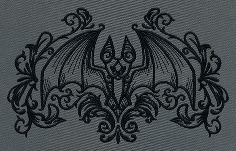 Gothic Embroidery Patterns, Chair Embroidery, Bat Embroidery, Gothic Embroidery, Wardrobe Building, Clothes Embroidery, Gothic Pattern, Repeated Pattern, Bat Design