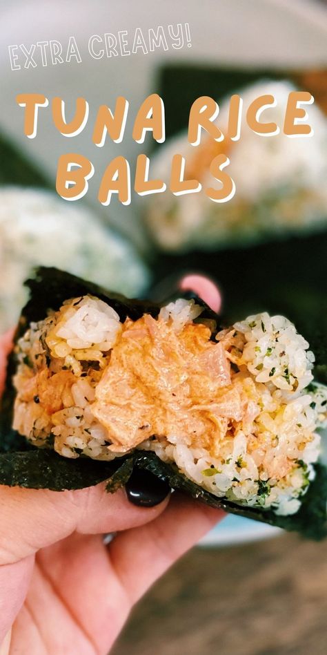 Creamy Tuna Onigiri, Tuna Filling Recipes, Spicy Tuna Balls, Japanese Tuna Rice Balls, Tuna Sushi Balls, Rice And Tuna Balls, Onigiri Filling Ideas Recipes, Spicy Crab Rice Balls, Onigiri Recipe Tuna