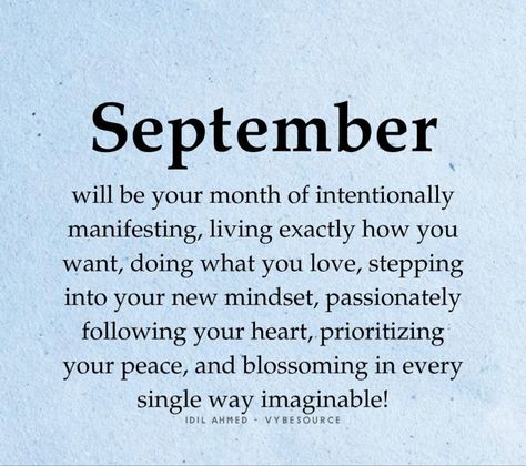 September One Year Plan, Monthly Affirmations, September Quotes, Magical Words, Vision Boarding, Manifesting Board, Quotes Goals, Change Of Seasons, Main Character Energy