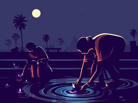 Moonlight by Ranganath Krishnamani Cassandra Calin, Indian Illustration, Night Illustration, Indian Art Paintings, Ponds, Claude Monet, Captain Marvel, Indian Art, Digital Illustration