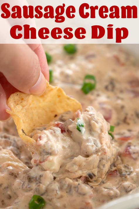 Jimmy Dean Sausage Dip, Cream Cheese Sausage Dip, Cheese Sausage Dip, Cream Cheese Rotel, Jimmy Dean Sausage Recipes, Sausage Cream Cheese Dip, Sausage Dip Recipe, Sausage Cheese Dip, Cream Cheese Sausage