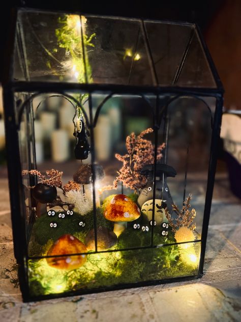 Ghibli Terrarium Ideas, Hogwarts Terrarium, Studio Ghibli Quinceanera, Studio Ghibli Terrarium, Studio Ghibli Invitations, Wedding Terrarium Centerpiece, Studio Ghibli Diorama, Studio Ghibli Themed Wedding, Studio Ghibli Gifts Diy