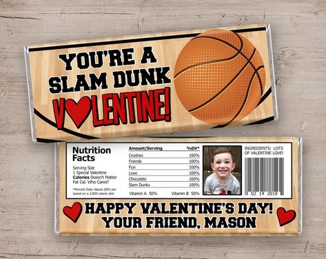 Basketball Valentine Candy Bar Wrappers Basketball | Etsy Basketball Valentines, Valentines Candy Bar Wrappers, Hockey Valentines, Art Birthday Invitations, Monster Trucks Birthday Party, Personalized Basketball, Chocolate Bar Wrappers, Monster Truck Birthday, Hershey Bar