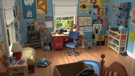 ArtStation - Toy Story - Andy's room, Michèle Samyn Andys Room Toy Story, Toy Story Bedroom, Toy Story Andy, Andys Room, Toy Story Room, Andy's Room, Toy Story Movie, Bedroom Toys, 3d Scene