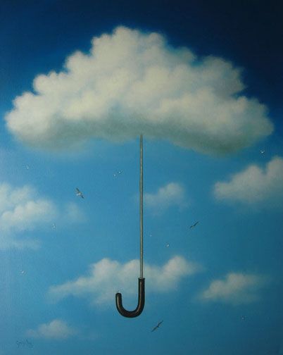 Cloud Cover By George Gonzalez Surealism Art, René Magritte, Umbrella Art, Cloud Art, Rene Magritte, Surrealism Photography, Surrealism Painting, Naive Art, Cloudy Day