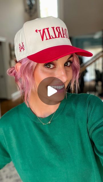 Karen Lester on Instagram: "Easy Hat Hairstyle 🩷 I don’t wear hats often, but always think they look so cute on others! Are you a hat girl? My DARLIN’ hat is from a company called Mad Hatter Co on TT. #hathairstyle #bobhairstyles #easyhairstyles" Short Hair In Ball Cap, How To Wear A Hat With Short Hair Baseball Cap, Hat Styles For Short Hair, Trucker Hat With Short Hair, Short Hair Trucker Hat Hairstyles, Ball Cap With Short Hair, Wearing Hats With Short Hair, Hats And Short Hair, Short Hairstyle With Hat