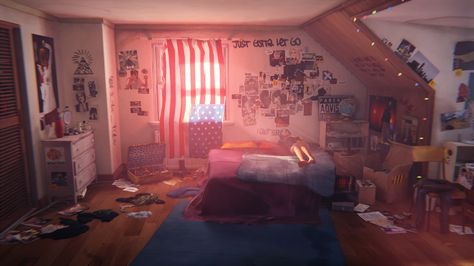 "My room looks a bit different than the last time you saw it." — Chloe to Max in "Chrysalis" Bedroom Trash Can, Messy Bedroom, Chloe Price, Messy Room, Anime Room, Aesthetic Rooms, Life Is Strange, Bedroom Aesthetic, Dream Rooms