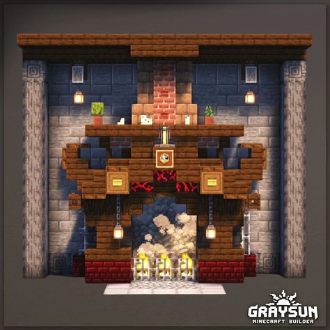 Fantasy Fireplace, Fireplace Minecraft, Minecraft Fireplace, Ideas For Minecraft, Minecraft Decor, Play Bakery, Interior Minecraft, Minecraft Building Blueprints, Minecraft Idea