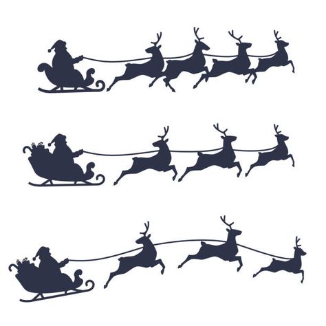 Santa Sleigh Silhouette, Xmas Embroidery, Reindeer Drawing, Reindeer Silhouette, Village Ideas, Reindeer And Sleigh, Peace Illustration, Silhouette Christmas, Silhouette Clip Art