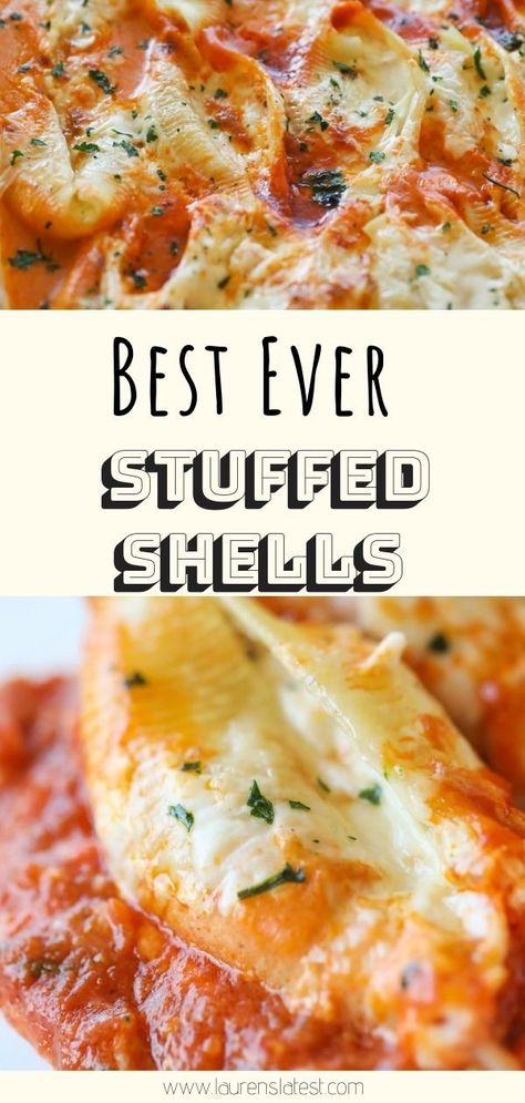 Creamy And Cheesy Easy Stuffed Shells, Classic Stuffed Shells Recipe, Stuffed Shells With Alfredo And Marinara, Cheese Stuffed Shells With Meat Sauce, Easy Stuffed Pasta Shells, Big Stuffed Shells Recipes, Cheese Filled Pasta Shells, Barilla Stuffed Jumbo Shells, Giant Stuffed Shells Recipe