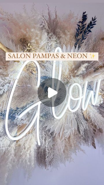 Salon Backdrop Ideas, Boho Backdrops, Boho Backdrop, Wedding Salon, Pampas Grass Decor, September 8, Salon Decor, Neon Lights, Pampas Grass