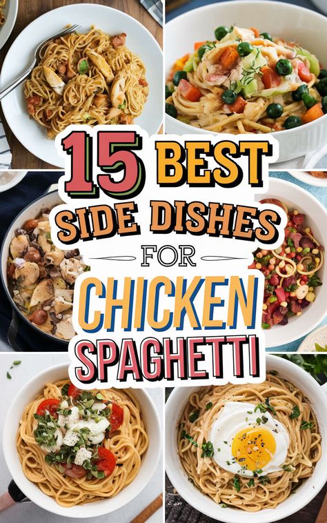 Discover the perfect side dishes to serve with your chicken spaghetti! 🍝🥗 #chickenspaghetti #sidedishes #yum Spaghetti Sides Dishes, Chicken Spaghetti Casserole, Chicken Carbonara, Side Dishes For Chicken, Spaghetti Casserole, Spicy Seasoning, Buttered Noodles, Chicken Spaghetti, Best Side Dishes