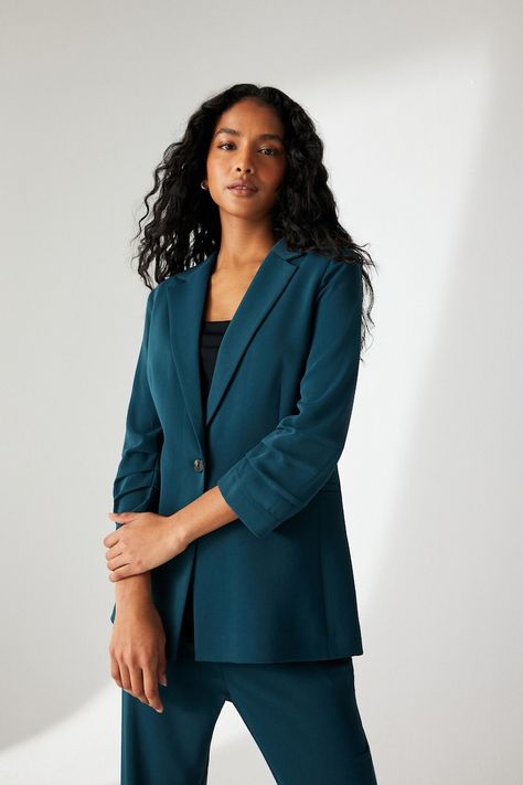 Teal Suit Women, Teal Suit, Business Portrait Photography, Next Dresses, Dress Joggers, Workwear Trousers, Business Portrait, Suit Women, Belted Shorts