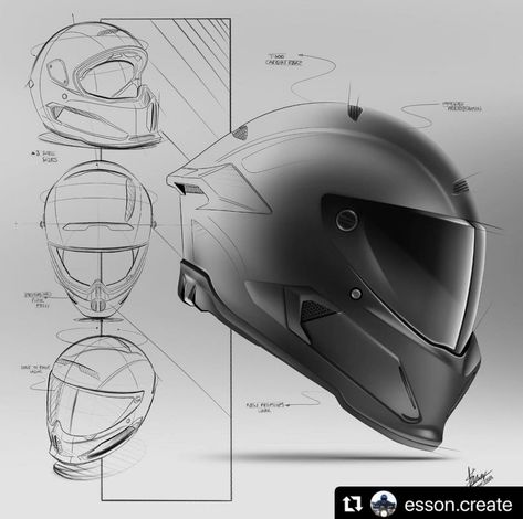 Product Design Process, Post Linkedin, Helmet Drawing, Motorcycle Helmet Design, Industrial Design Portfolio, Motorcycle Drawing, Bike Sketch, Industrial Design Sketch, Concept Car Design