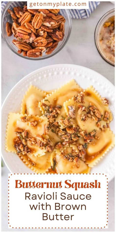 Butternut Squash Ravioli Sauce, Butter Squash Recipe, Ravioli Sauce, Pasta Spinach, Sage Sauce, Squash Ravioli, Butternut Squash Ravioli, Homemade Ravioli, Ravioli Recipe