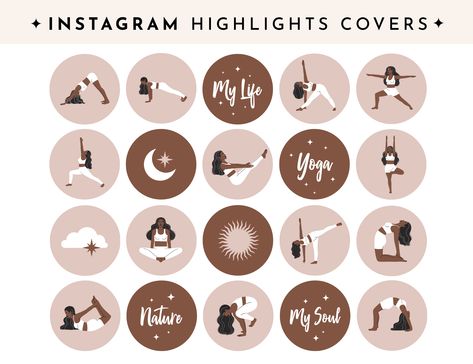 Yoga Instagram Story, Blogger Branding, Instagram Story Covers, Wellness Instagram, Poses Art, Yoga Instagram, Yoga Woman, Drawn Icons, Yoga Branding