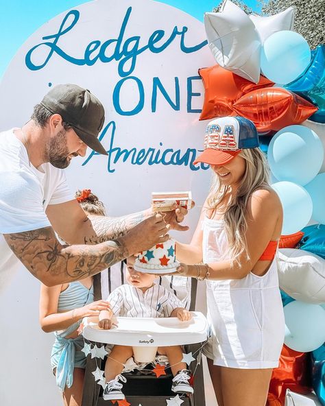 Ledger is ONE all American boy🇺🇸 Such a special day celebrating our boy!! We love you so much Bubby!! I can’t believe you’re almost one ❤️🤍💙 American First Birthday Party, One American Dude Birthday, One All American Boy Birthday, All American Boy, American Boy, First Birthday Party, All American, Baby Birthday, Bday Party