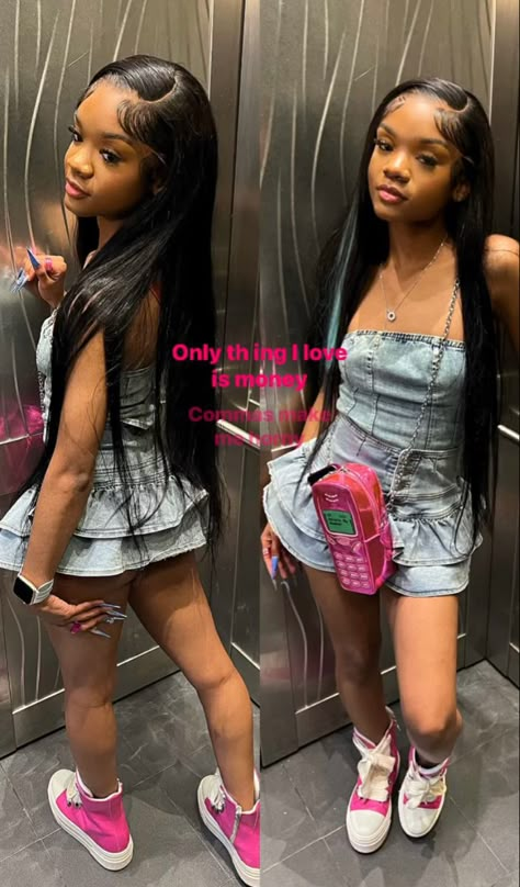 Jean Birthday Outfits Black Women, Spring Birthday Outfit Casual, Blue Jean Romper Outfit Black Women, 18th Birthday Outfit Ideas Summer, Fly Shein Outfits, Fly Girl Birthday Outfits, 18th Birthday Outfit Ideas Winter, Outfit Ideas For Your Birthday, Calipso Shoes Outfits Black Women