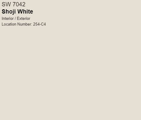 Shoji White SW 7042- Wall Paint Sw 7042 Shoji White, Sw Shoji White, Sw Shoji White Walls, Pastel Paint Colors, Shoji White, Grey Exterior, Paint Swatches, Diy Home Furniture, White Paint Colors