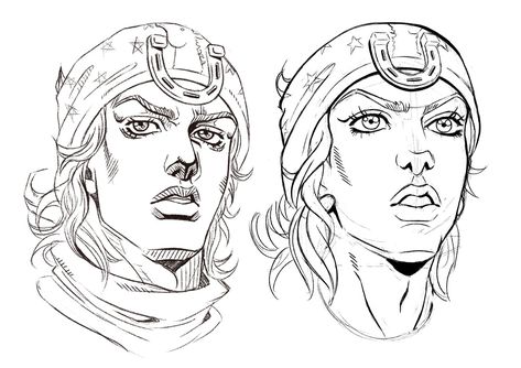 Jojo's Bizarre Adventure Reference, Jjba Art Style Reference, Jojo Face Reference, How To Draw Jojo Style Tutorial, Straizo Jojo Fanart, How To Draw Jojo Style, Jojo Style Drawing, Jjba Artstyle, Jojo Drawing Sketch