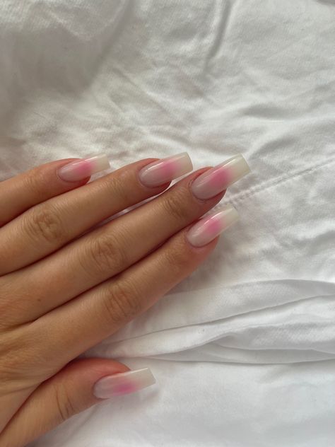 Perl Nail Designs, Aura Nails White And Pink, Milky White Aura Nails, Pink Aura Nails Square, Y2k Beach Nails, Pink And White Aura Nails, White And Pink Aura Nails, Aura Nails Coffin, Milky White And Pink Nails