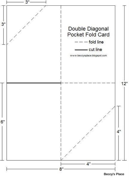 Diagonal Double Pocket Card with TUTORIAL Folding Techniques, Step Card, Tri Fold Cards, Card Making Templates, Folding Origami, Card Folds, Fun Folds, Card Making Tips, Pocket Card