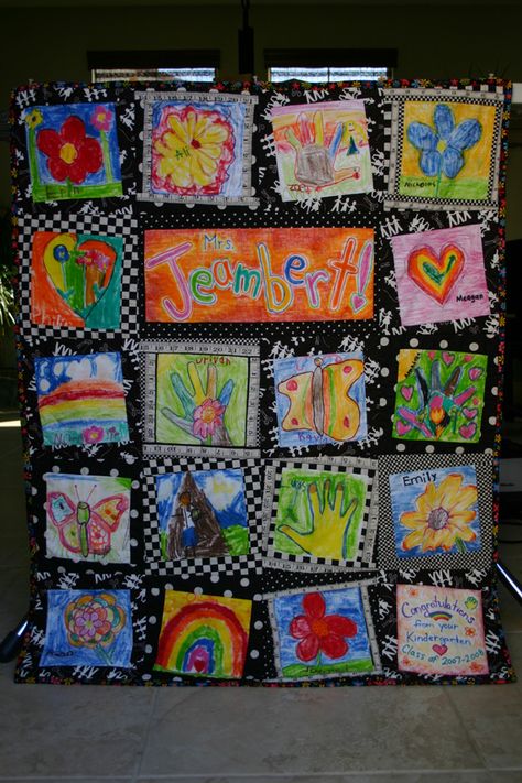 Classroom Quilt, Teacher Quilt, Pinterest Mom, Bias Tape Binding, Church Retreat, Class Art Projects, Kindness Challenge, Class Photo, Kids Handwriting