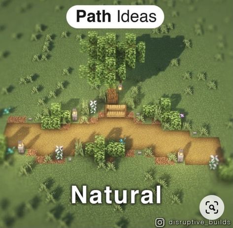 Textured Pathway Minecraft, Pathway Designs Minecraft, Pathways In Minecraft, Minecraft Pathways Ideas, Minecraft Pathways Design Natural, Cute Minecraft Pathways, Pathways Ideas Walkways Minecraft, Minecraft Dirt Path, Minecraft Nature Ideas